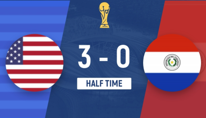 半场-美国暂3-0巴拉圭