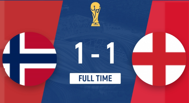 半场战报：挪威1-1英格兰！