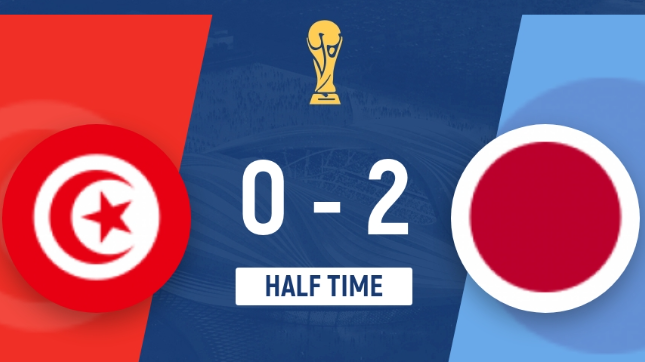 世界杯半场战报：日本2-0突尼斯